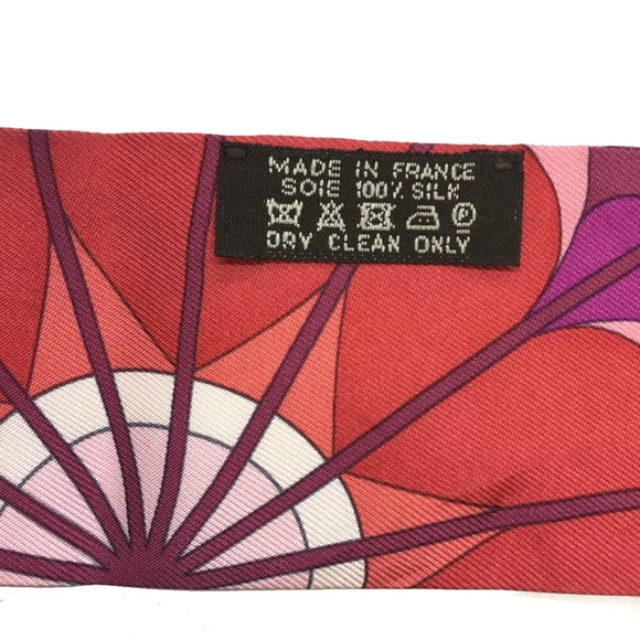 HERMES ROSE DE COMPAS Twilly Silk 100% Scarf - Picture 8 of 8